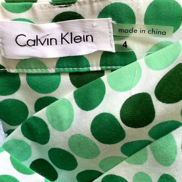 Calvin Klein Retro Inspired Polka Dot Dress in Green - Picture 5 of 8